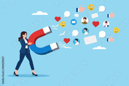 Woman with social media magnet