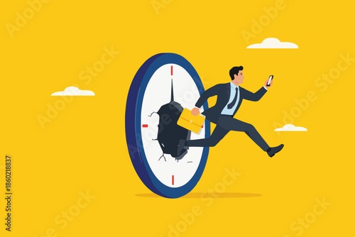 Business Man With Time Clock