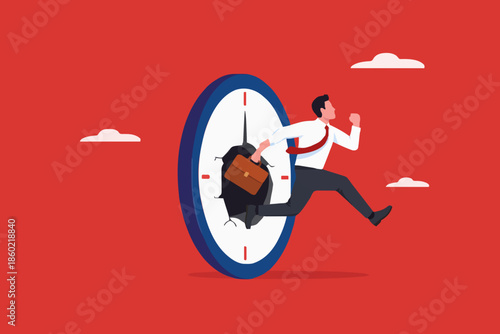 Business Man Running Through Time