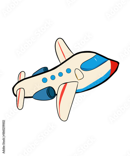 Cartoon Airplane Illustration Top View