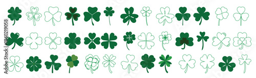 shamrock icon set clover illustration sign collection st