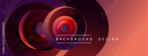 Abstract circles create dynamic gradient background. Red, purple hues blend, forming modern design element. Text reads background design.