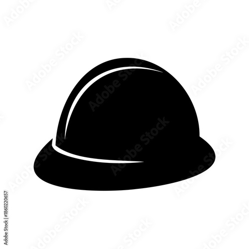 Black silhouette of hard hat, industrial worker's protective equipment illustration