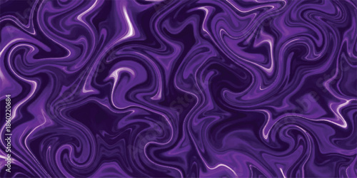 Dark purple and black abstract fluid art background featuring artistic liquid marble texture with vibrant violet swirls and flowing paint effects