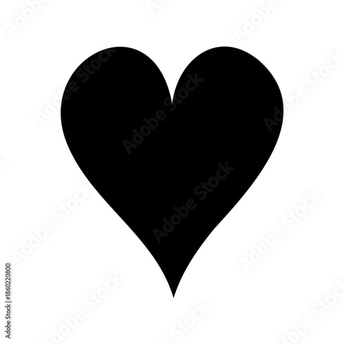 Single black heart illustration against a white background creating a love emblem