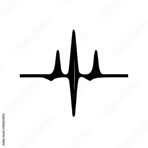 Stylized Black Waveform Visualisation with Complex Symmetric Peaks and Minimalist Design