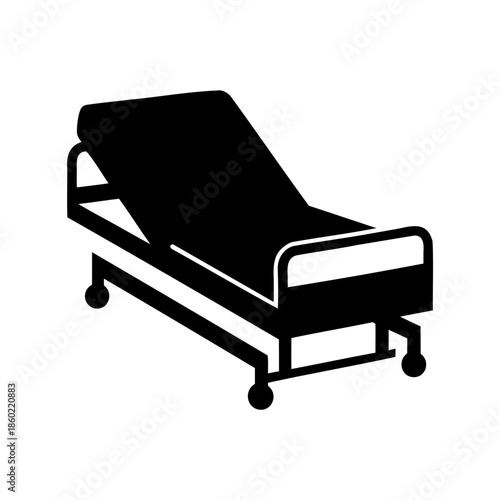 Silhouette Illustration of an Adjustable Hospital Bed Used for Patient Care