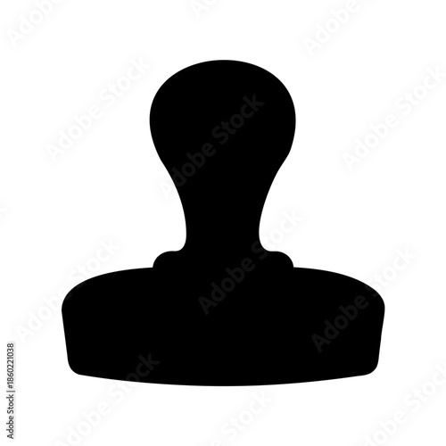 Abstract Silhouette of a Traditional Rubber Stamp, Black on White Background