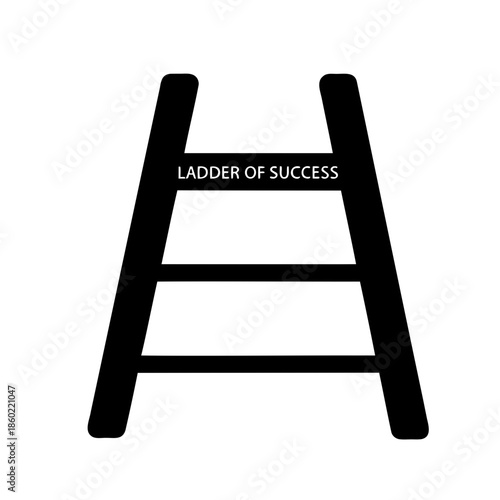 Black silhouette ladder with the words ladder of success illustration