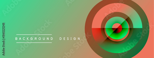 Abstract gradient background. Circular elements overlap, creating vibrant color transitions. Text reads background design. Modern visual composition.