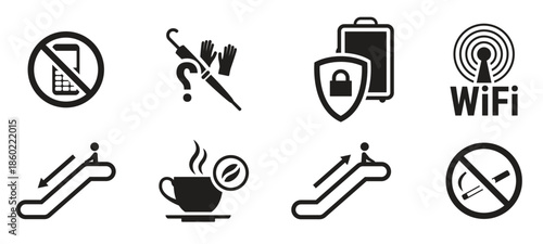 public places information signs icons set