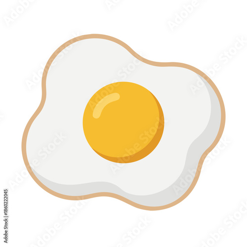 Fried egg on a transparent background in a simple design  