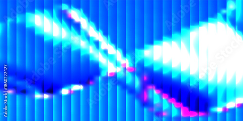 3d render, dynamic abstract geometric stripes in blue and green gradient on a black background