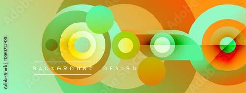 Abstract vibrant circles overlap, creating dynamic colorful background. Gradient shades blend, offering modern visual appeal.