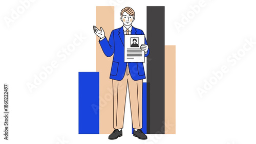 Professional Male Business Profile Representation with Bar Chart Background for Corporate Analysis