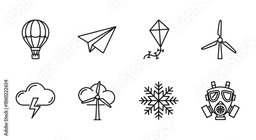 Various symbols representing weather and activities