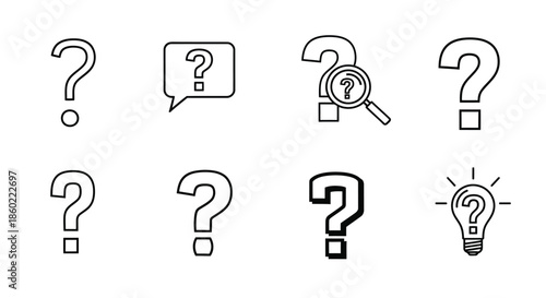 Various question marks and symbols