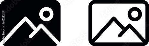 Gallery image icon. Single photo preview and multiple stacked pictures vector illustration. Digital media archive for photo storage symbol. Photography album and artwork display sign.