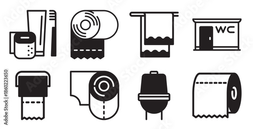 toilet paper roll vector icon towel flat line illustration