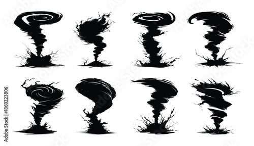 tornado silhouette clipart bundle 