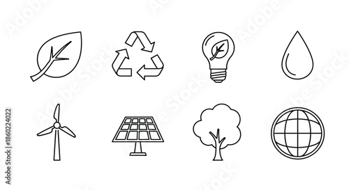 Sustainable energy and environmental icons