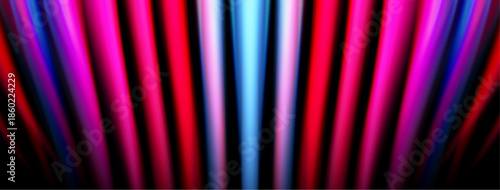 Vertical colorful light streaks emanate from darkness. Vivid hues blend, creating dynamic visual effect. Brightness contrasts sharply with black background.