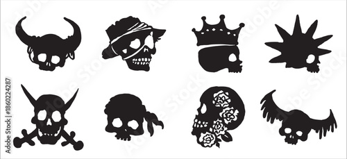 Tropical Caribbean Skull Vector Pack for Pirate Themed Designs.