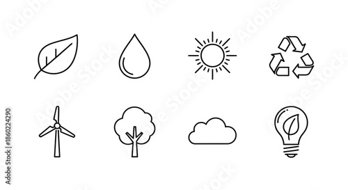 Sustainable energy and environmental symbols