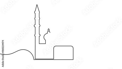 Islamic icon one line art animation seamless loop minimal design
