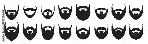 various beard and mustache styles silhouette facial hair