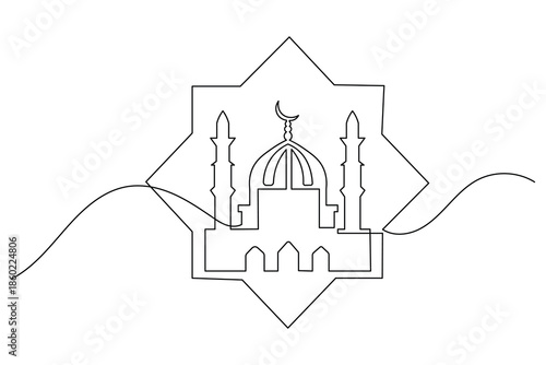 Islamic icon simple outline single line art illustration isolated religion