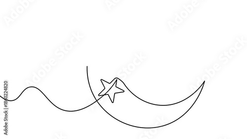 Minimalist islamic icon continuous line drawing loop animation