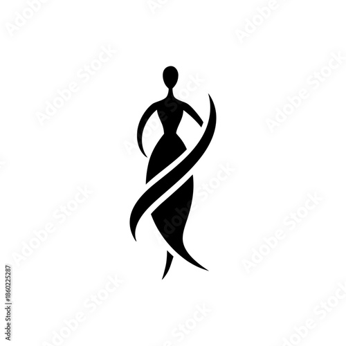 Luxury fashion brand logo with flowing abstract ribbon design On white Background Vector illustration
