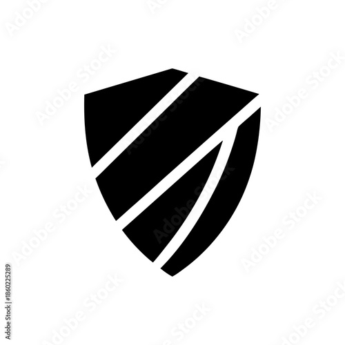Modern abstract shield logo with diagonal cut strong branding concept On white Background Vector illustration