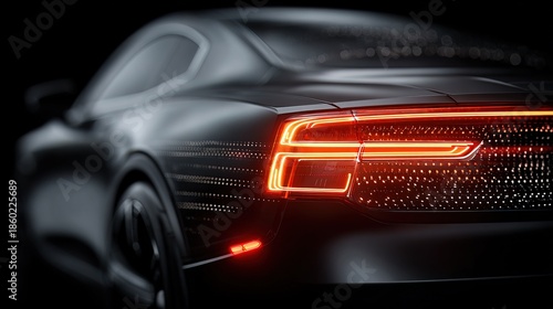 Modern Sleek Dark Sports Car Taillight Detail Automotive Design Style