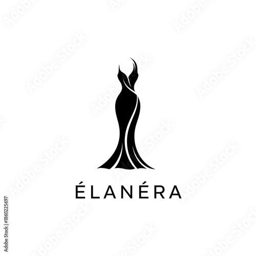 Elegant Black Gown Logo with ?LAN?RA Text Below.