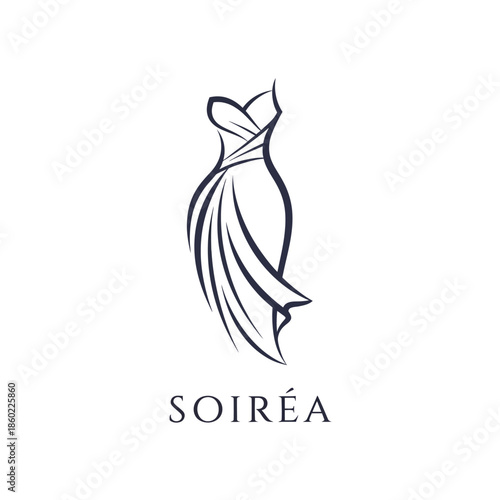 Elegant Minimalist Gown Logo for Fashion Brand Soirea.