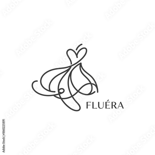 Elegant Minimalist Line Art Dress Logo with Fluera Text.