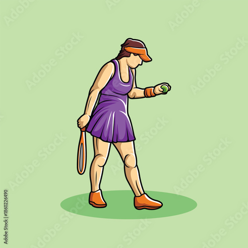 Tennis Player Athlete in Dynamic Pose Vibrant Stylized Vector