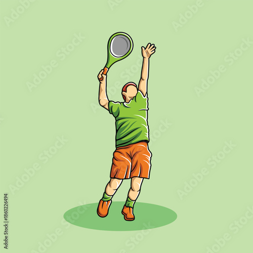 Tennis Player Athlete in Dynamic Pose Vibrant Stylized Vector
