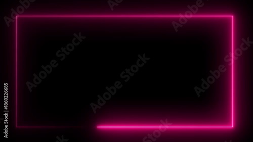 Wallpaper Mural abstract glowing neon rectangle border frame. Animation of glowing neon rectangles abstract background. Torontodigital.ca
