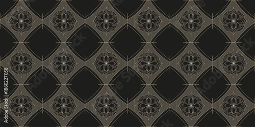 Elegant vector wall decor design. Vector illustration of modern Floral wallpaper print with hand drawn flowers and rhombus. Perfect fabric textile wallpaper cover printing background. 