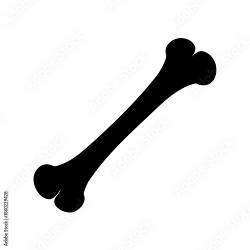Stylized Black Bone Isolated on White Background for Halloween Themes