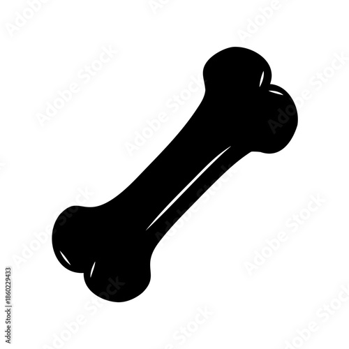 Single silhouetted dog bone on a clean white background, perfect vector art