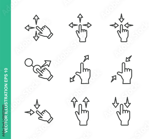 Touchscreen gestures Icons. Thin Line Symbol Elements Collection.