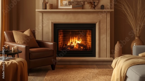 Cozy living room fireplace with warm ambiance