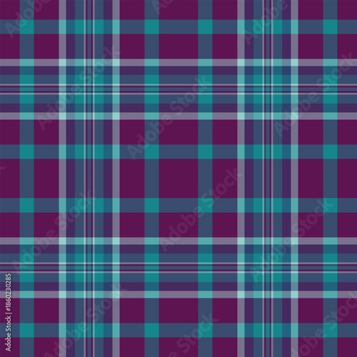 Bathroom tartan seamless pattern, line textile plaid fabric. Fiber check texture vector background in cyan and blue colors.