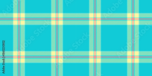 Chinese new year vector plaid tartan, ornamental fabric textile background. French check pattern texture seamless in cyan and yellow colors.