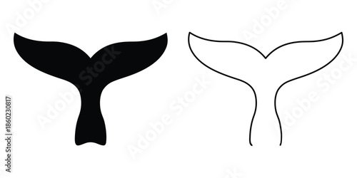 whale tail silhouette vector, mermaid tail icon
