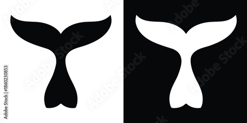 whale tail silhouette vector, mermaid tail icon